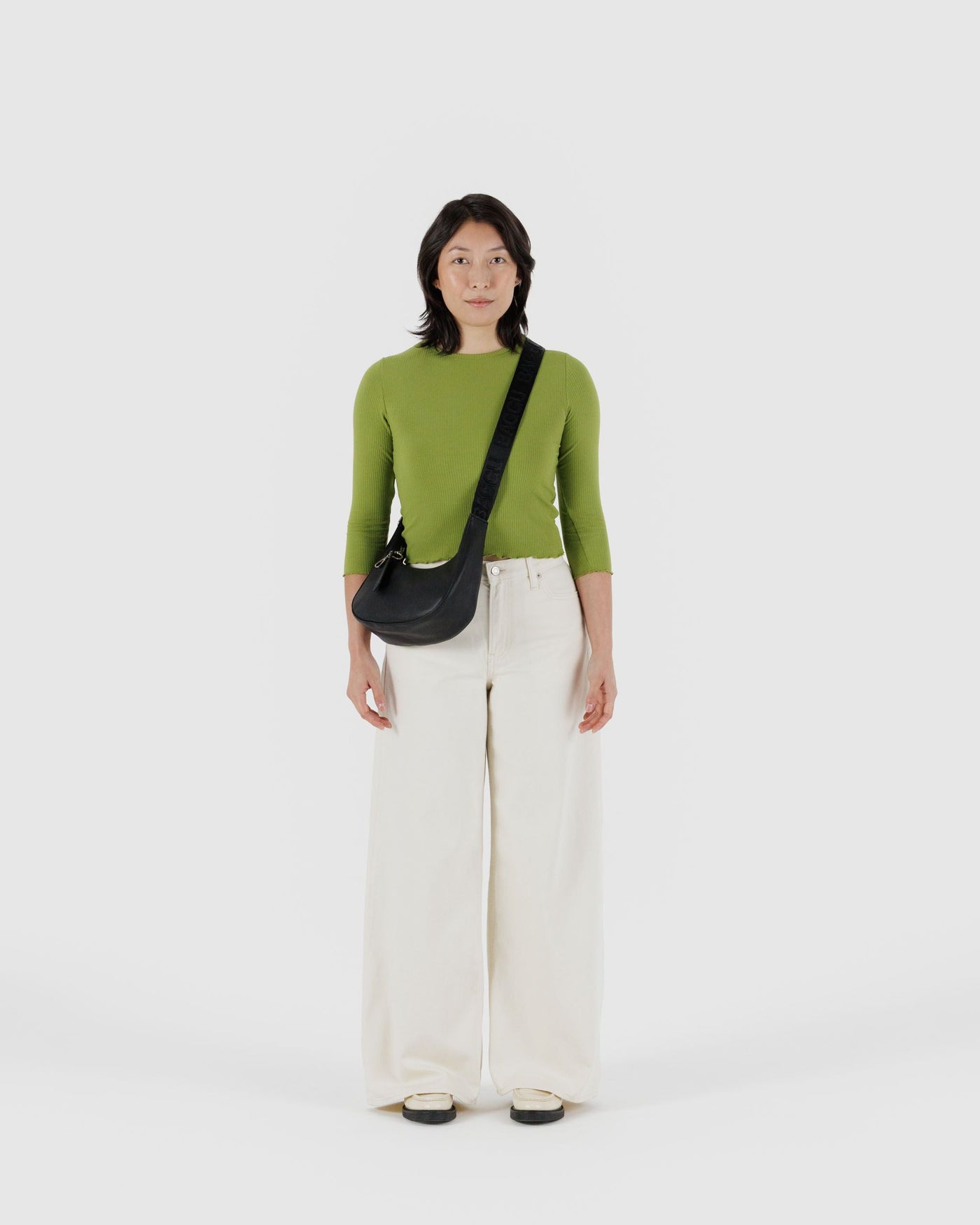 Small Recycled Leather Crescent Bag D2