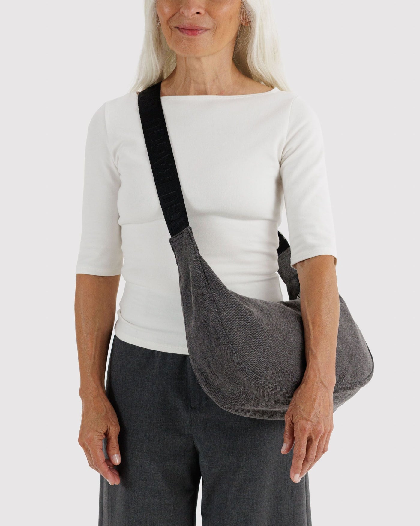 Medium Denim Crescent Bag B3