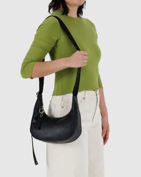 Small Recycled Leather Crescent Bag D2