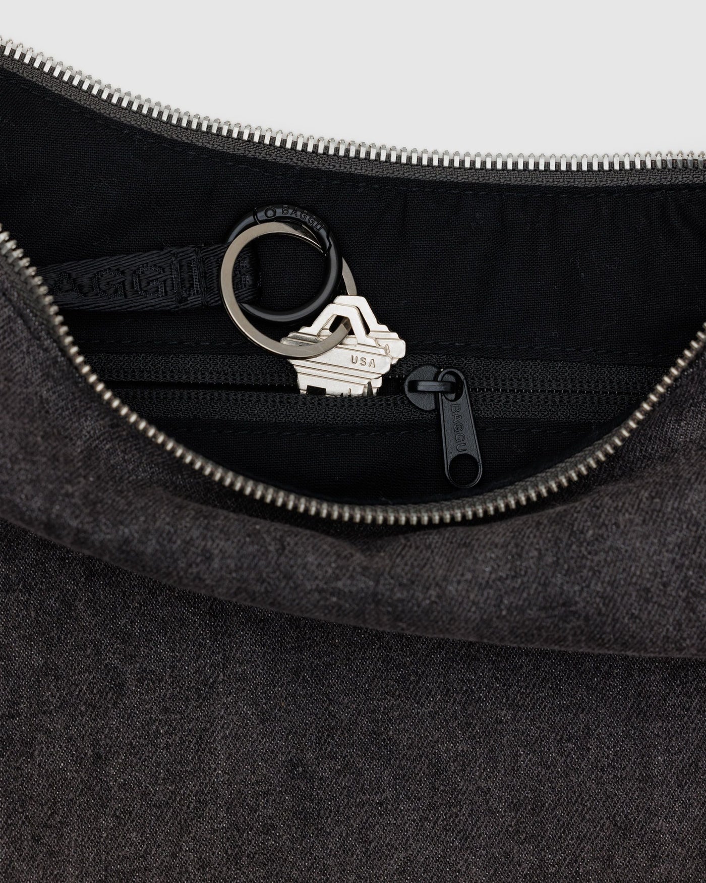 Medium Denim Crescent Bag B3