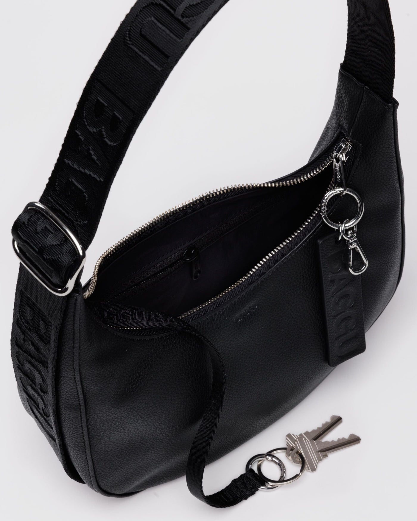 Small Recycled Leather Crescent Bag D2