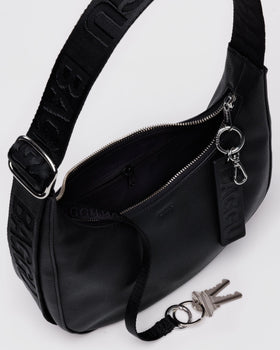 Small Recycled Leather Crescent Bag D2
